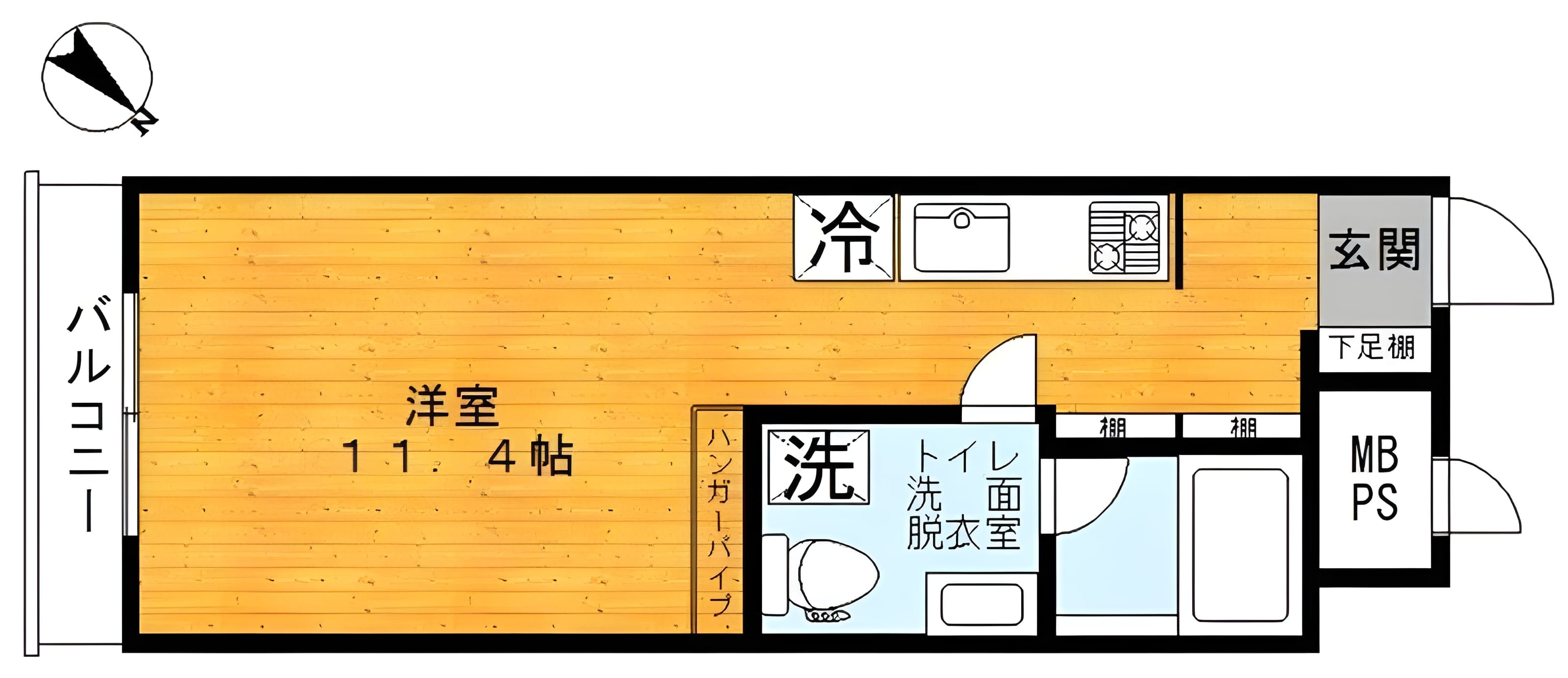 不動前アパートメント 2-B 間取り図