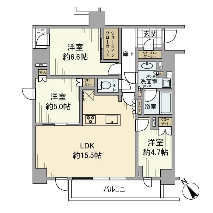 ピアース柿の木坂 203 間取り図