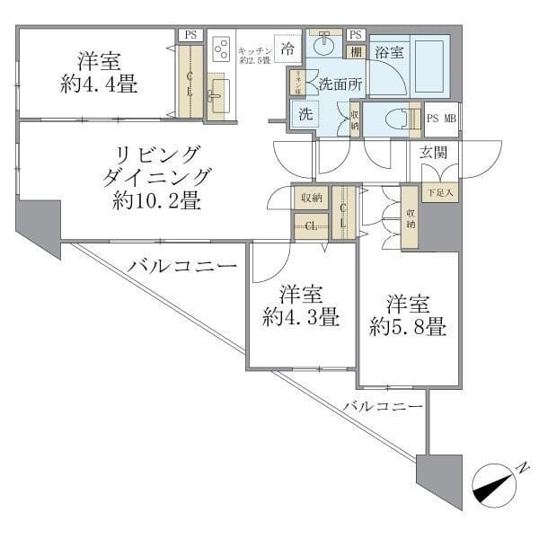 ロアール茅場町 1003 間取り図