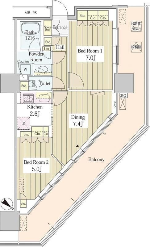 ユニゾンタワー 1112 間取り図