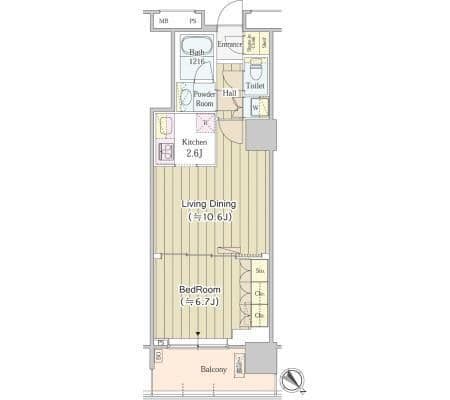 ユニゾンタワー 2409 間取り図