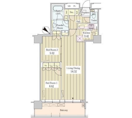 ユニゾンタワー 2707 間取り図