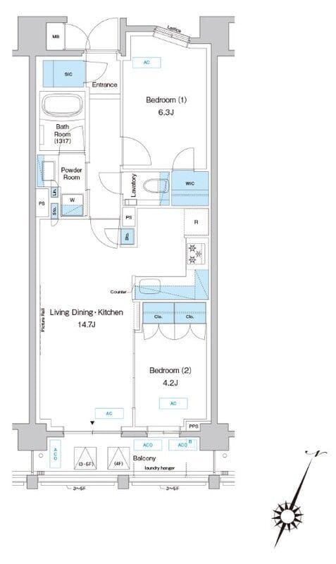 プレディアコート鷺沼 0108 間取り図