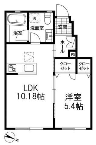 パラディ成城 102 間取り図