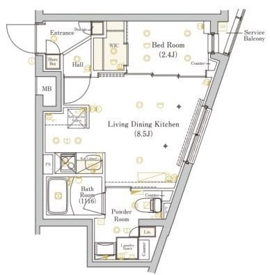 ミライズ中野哲学堂レジデンス 101 間取り図