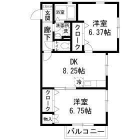 本牧グリーンハイツ 203 間取り図