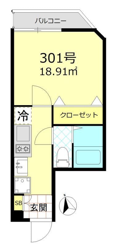 ベルエクラ蒲田 301 間取り図