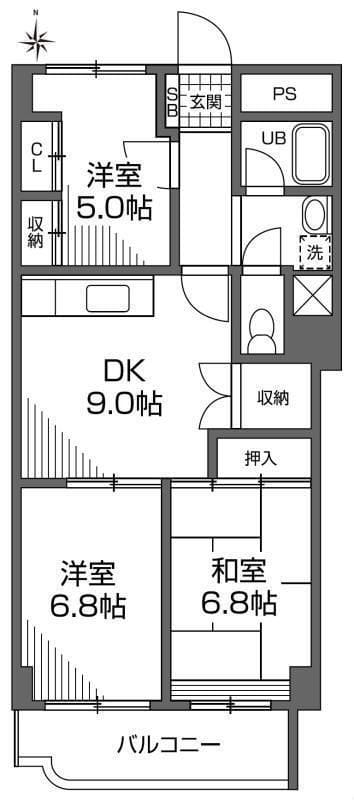 グランメール成城 305 間取り図