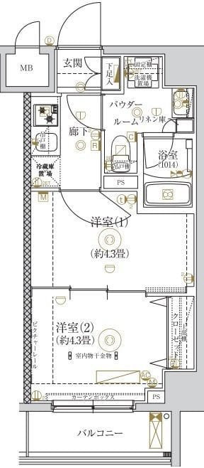 ガリシア亀戸 603 間取り図
