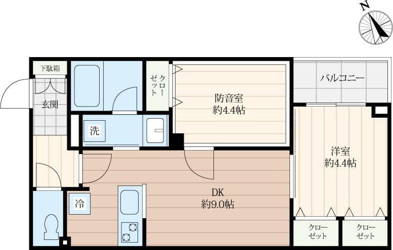 「防音マンション」クリオラモード新江古田サウンドテラス 101 間取り図