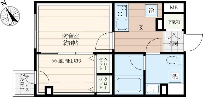 「防音マンション」クリオラモード新江古田サウンドテラス 208 間取り図