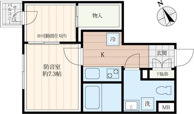 「防音マンション」クリオラモード新江古田サウンドテラス 209 間取り図