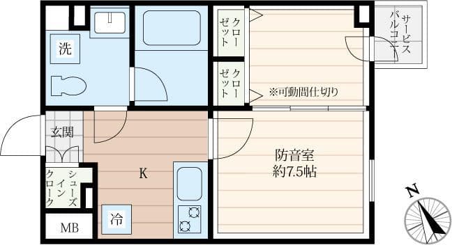 「防音マンション」クリオラモード新江古田サウンドテラス 304 間取り図