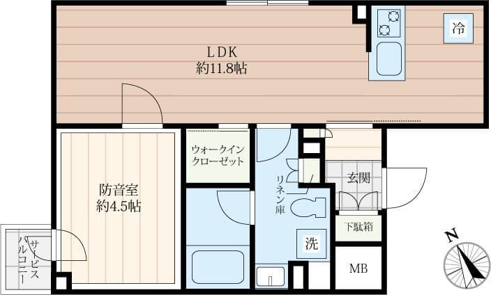 「防音マンション」クリオラモード新江古田サウンドテラス 306 間取り図