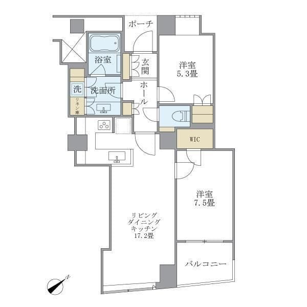 品川Vタワー タワー棟 2113 間取り図