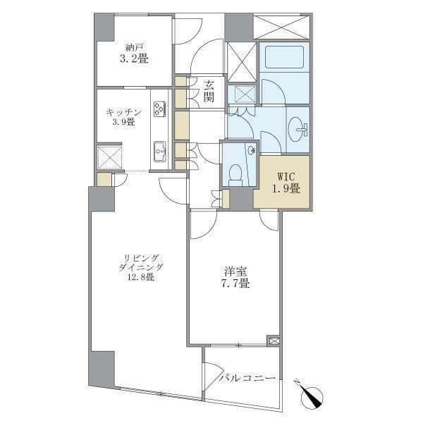 品川Vタワー タワー棟 2203 間取り図