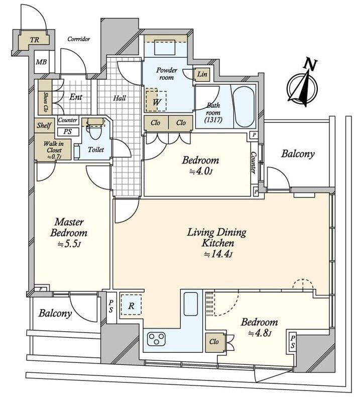 パークホームズ南池袋 802 間取り図