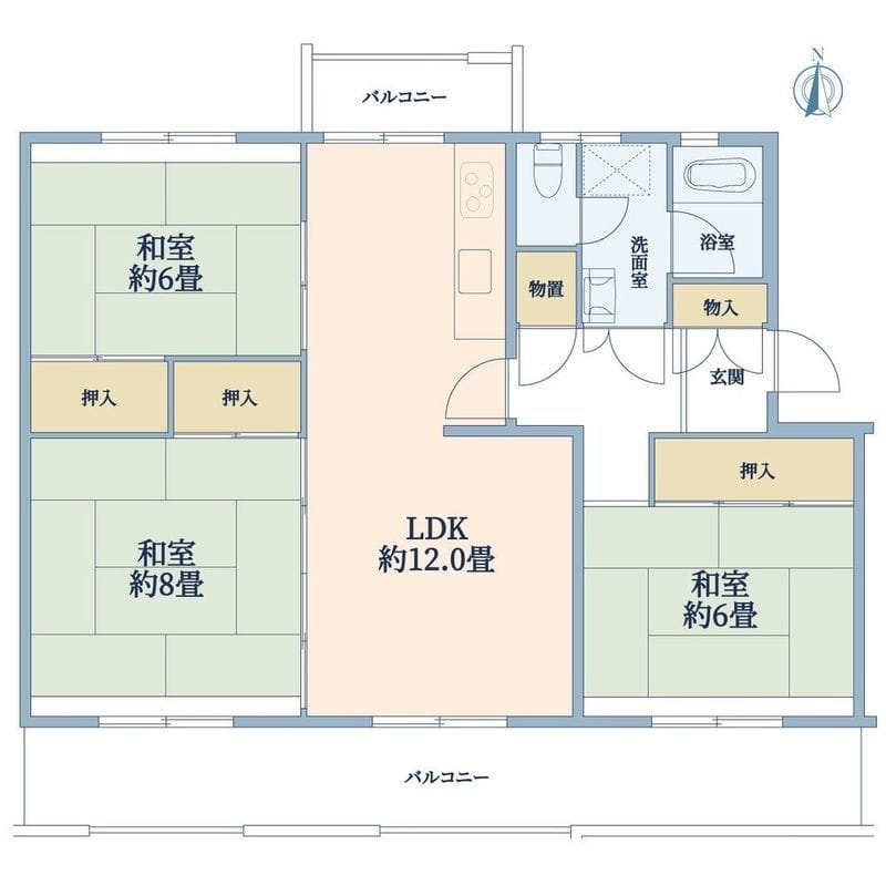 港南台ひばり 4号棟 302 間取り図