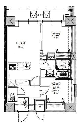 S-RESIDENCE両国serea 802 間取り図