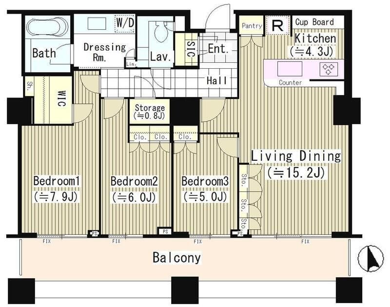 パークコート麻布十番 ザ タワー 2811 間取り図