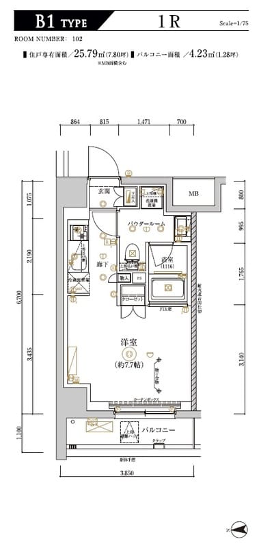 RELUXIA CITY 北新宿 102 間取り図