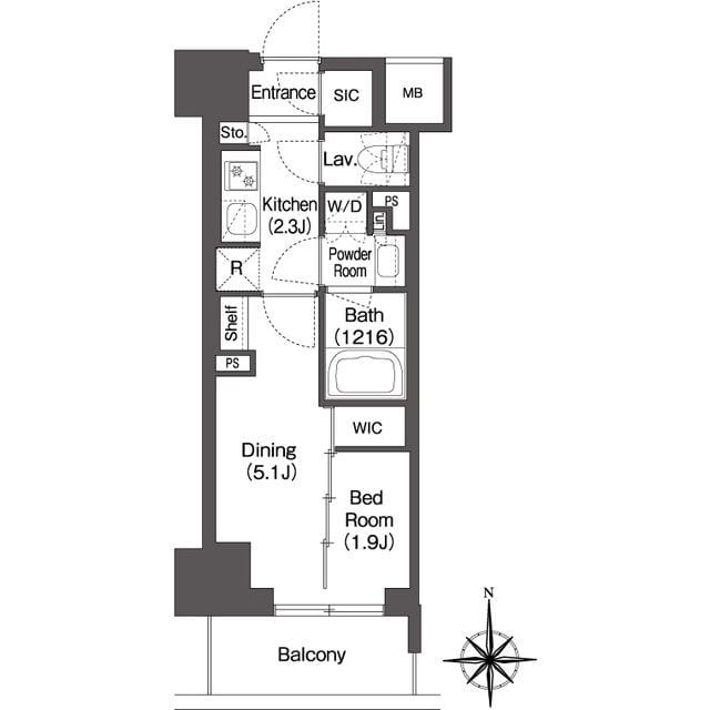 コンフォリア東新宿 0813 間取り図