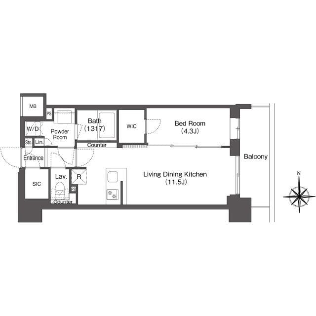 コンフォリア東新宿 0902 間取り図