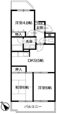ロイヤル二俣川B棟 207 間取り図