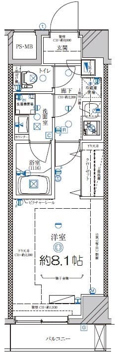 ディアレイシャス下北沢 203 間取り図