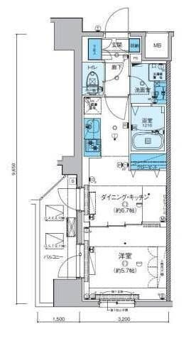 リヴシティ横濱新川町弐番館 1102 間取り図