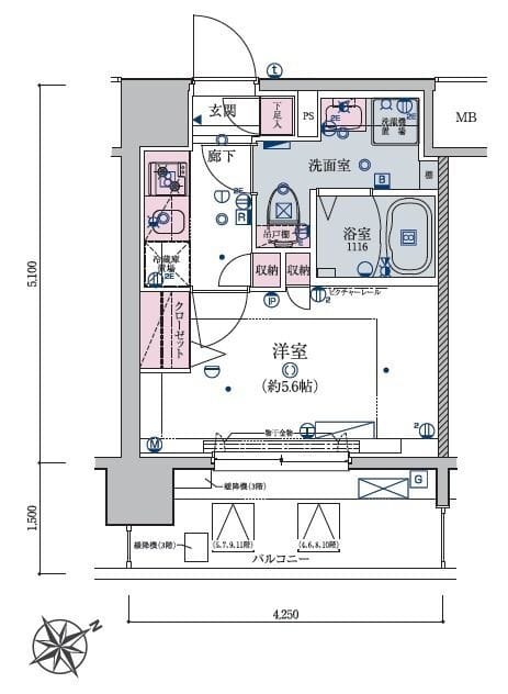 リヴシティ横濱新川町弐番館 909 間取り図