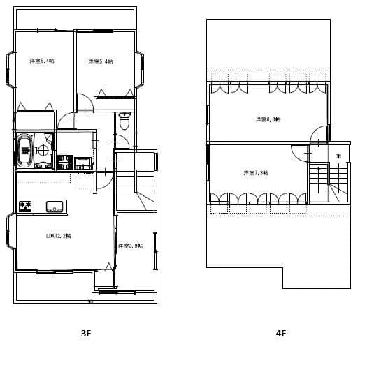 リオグランデ綾瀬 3.4F 間取り図