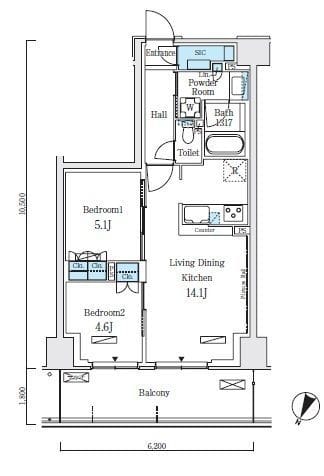 ロイヤルパークス赤羽ノース 434 間取り図