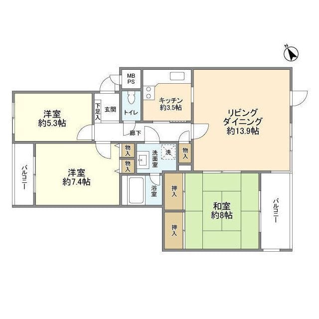 テラス浜田山ガーデニア 107 間取り図