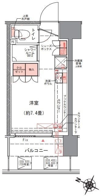 コムレジ赤羽 社会人棟 0433 間取り図