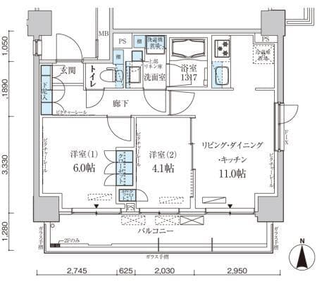 パークアクシス菊川ステーションゲート 608 間取り図