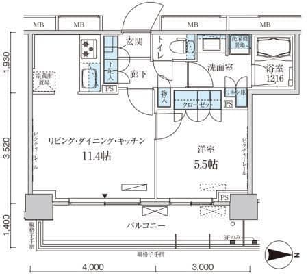 パークアクシス菊川ステーションゲート 709 間取り図