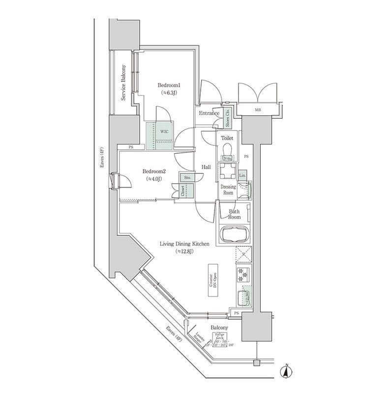 ブルックサイドレジデンス木場 1401 間取り図