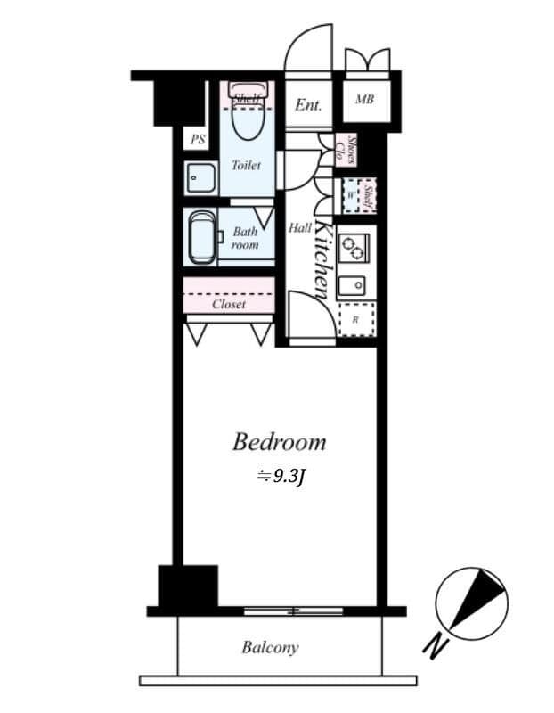 AQUA PRIME TOWER OSHIAGE 802 間取り図