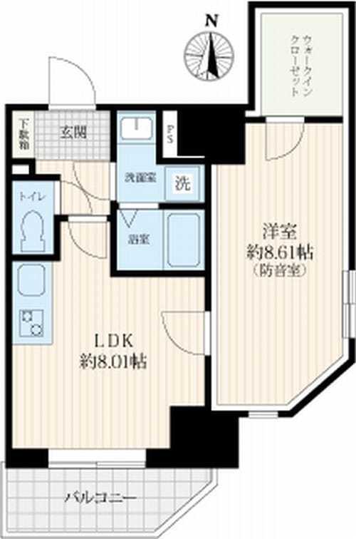 「防音マンション」プライムブリス森下スタジオ 701 間取り図