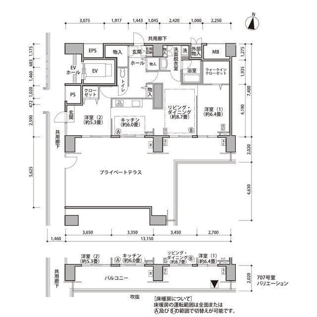 東雲キャナルコートCODAN17号棟 0707 間取り図