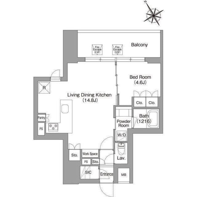 バウスフラッツ蔵前 0401 間取り図