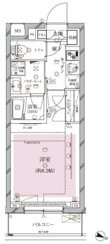 クレイシア目黒碑文谷 211 間取り図