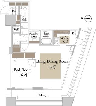 コンシェリア西新宿TOWER'S WEST 1901 間取り図