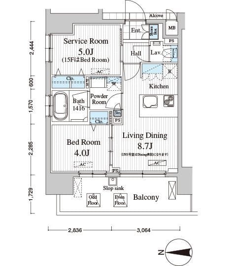Totsu Residence Kaminarimon 701 間取り図