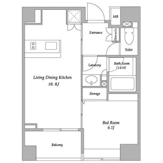 BPRレジデンス蔵前 0201 間取り図