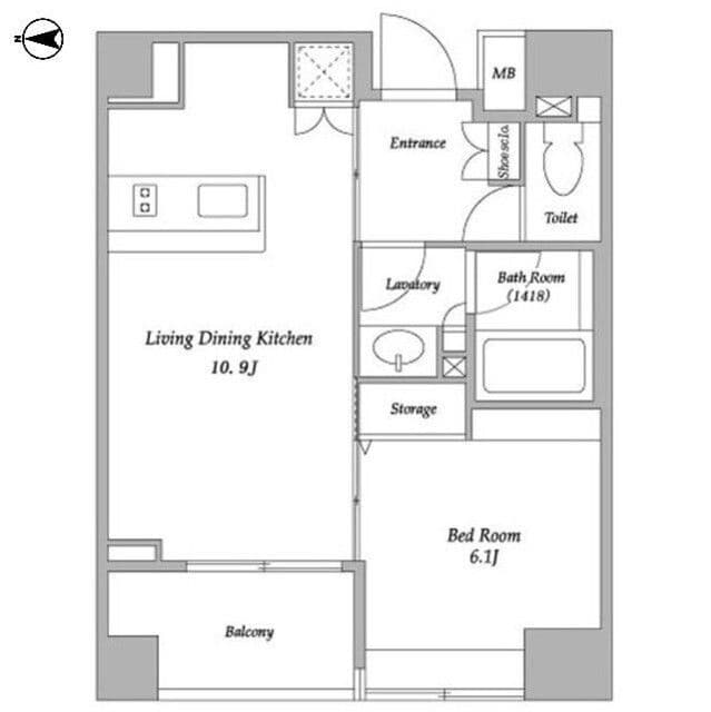 BPRレジデンス蔵前 1301 間取り図