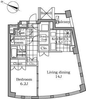 レジディアタワー乃木坂 0403 間取り図