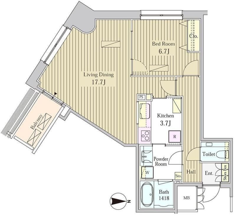 MOMENTO SHIODOME 1601 間取り図