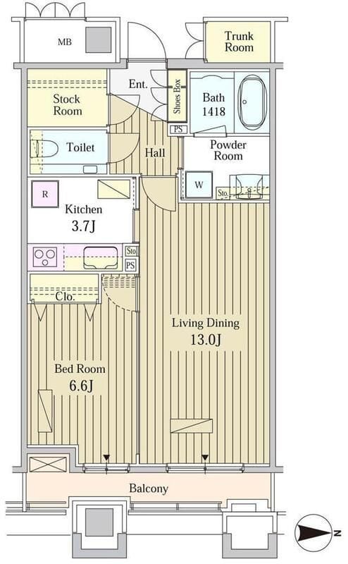 MOMENTO SHIODOME 1705 間取り図